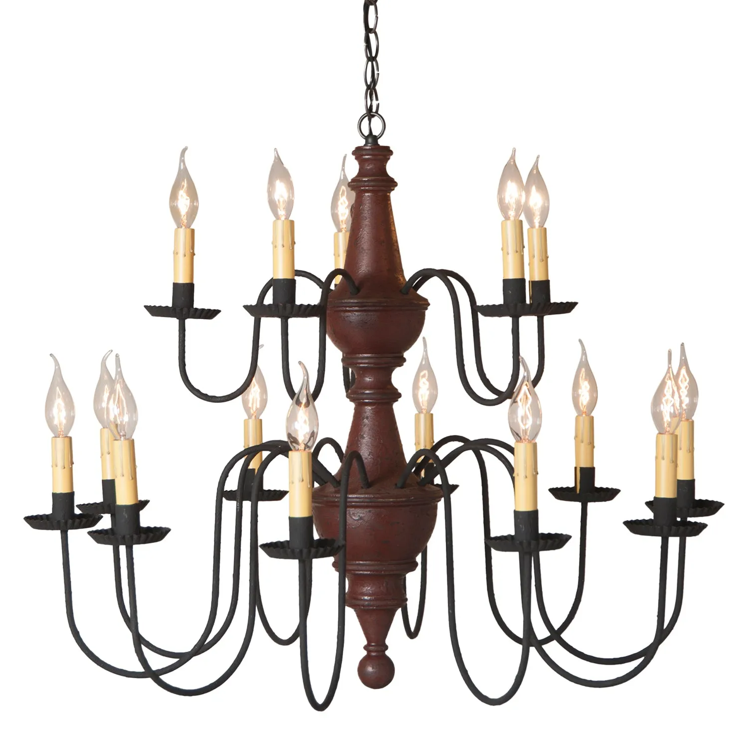 Harrison Two Tier Wood Chandelier in Plantation Red