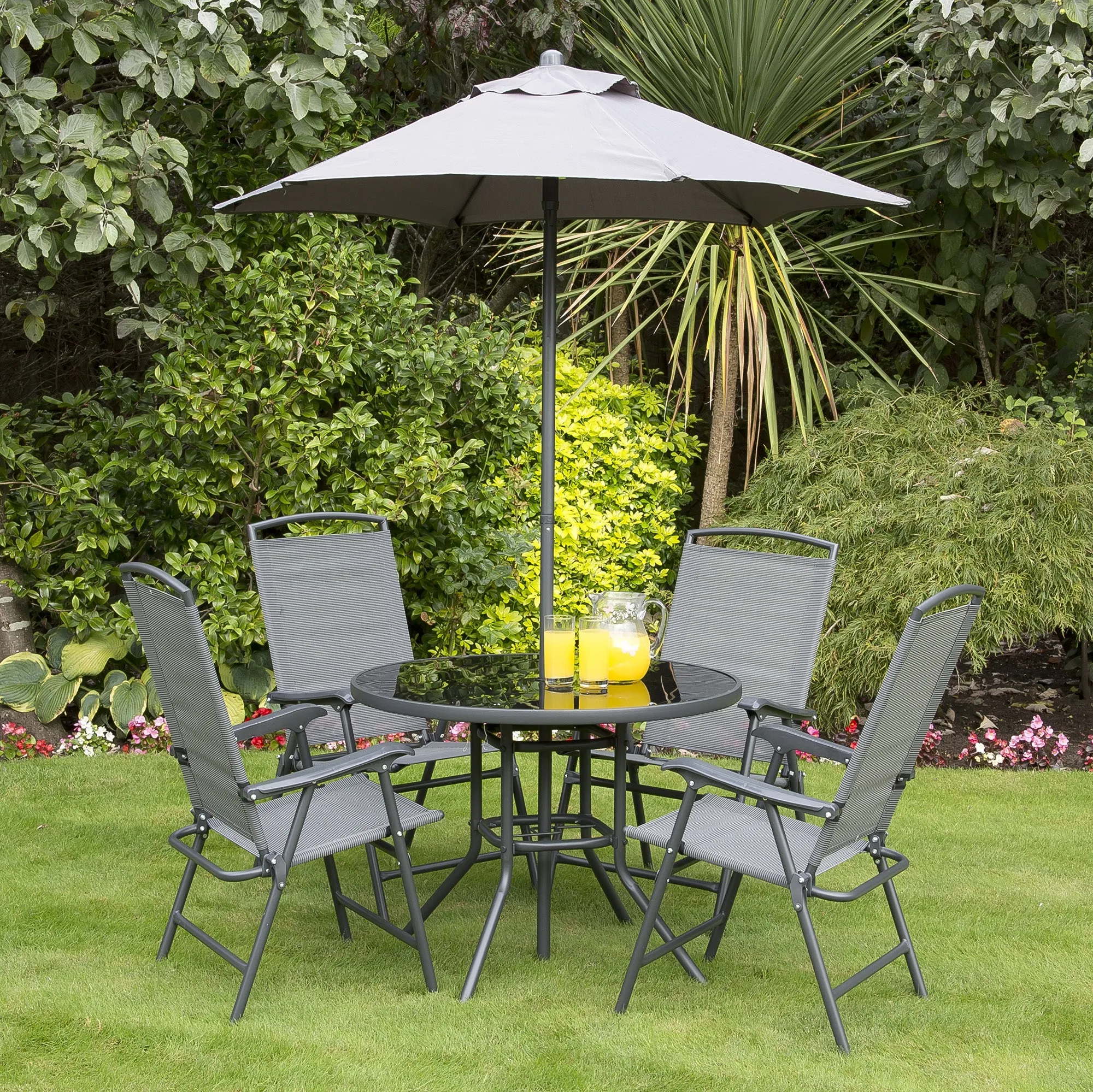 Havana Charcoal 1.2m Aluminium Garden Table & 4 Chairs Set