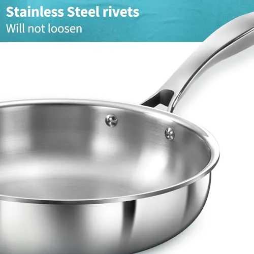 Hawkins Pro 22 cm Frying Pan, Triply Stainless Steel Fry Pan with Stainless Steel Handle and Stainless Steel Lid, Silver (PSF22S)