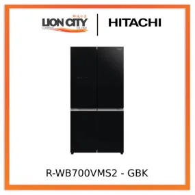 Hitachi R-WB700VMS2-GBK 645L French Bottom Freezer Deluxe 4-Door Refrigerator - Glass Black