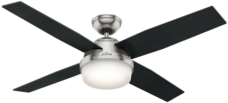 Hunter 59216 Ceiling Fan, 4-Blade, Black Oak/Chocolate Oak Blade, 52 in Sweep, 3-Speed, With Lights: Yes :EA: QUANTITY: 1