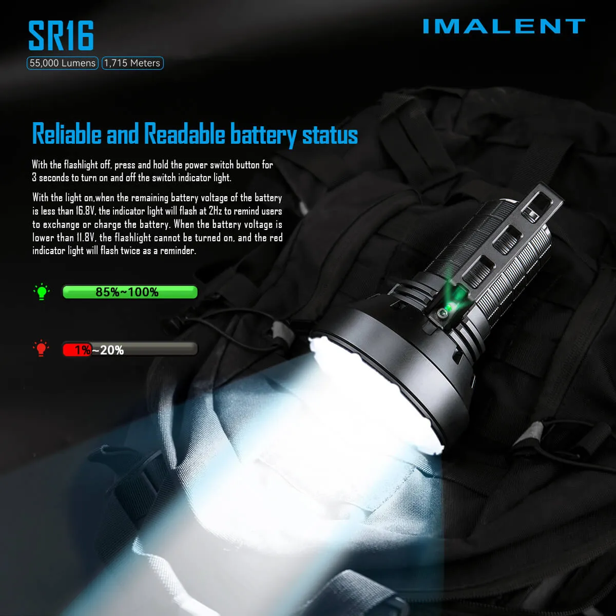 IMALENT SR16 55000 lumen flashlight