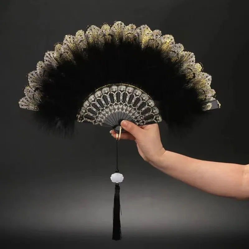 Japanese Folding Feather Hand Fan