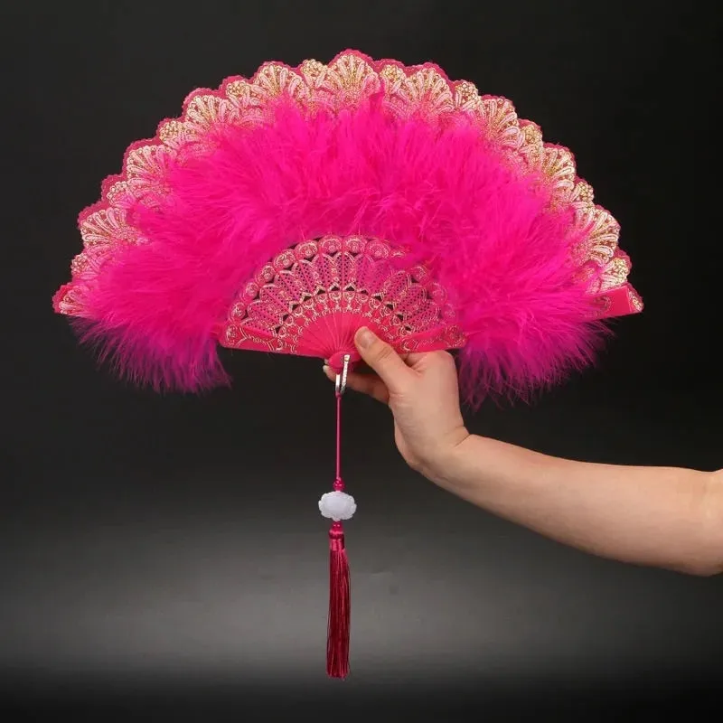 Japanese Folding Feather Hand Fan