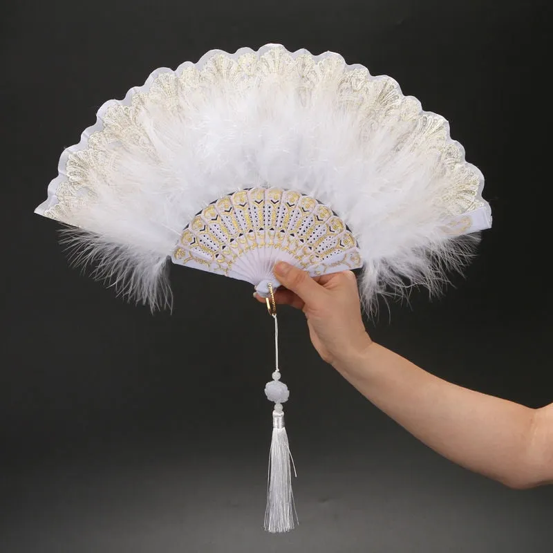 Japanese Folding Feather Hand Fan