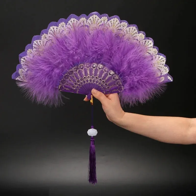 Japanese Folding Feather Hand Fan