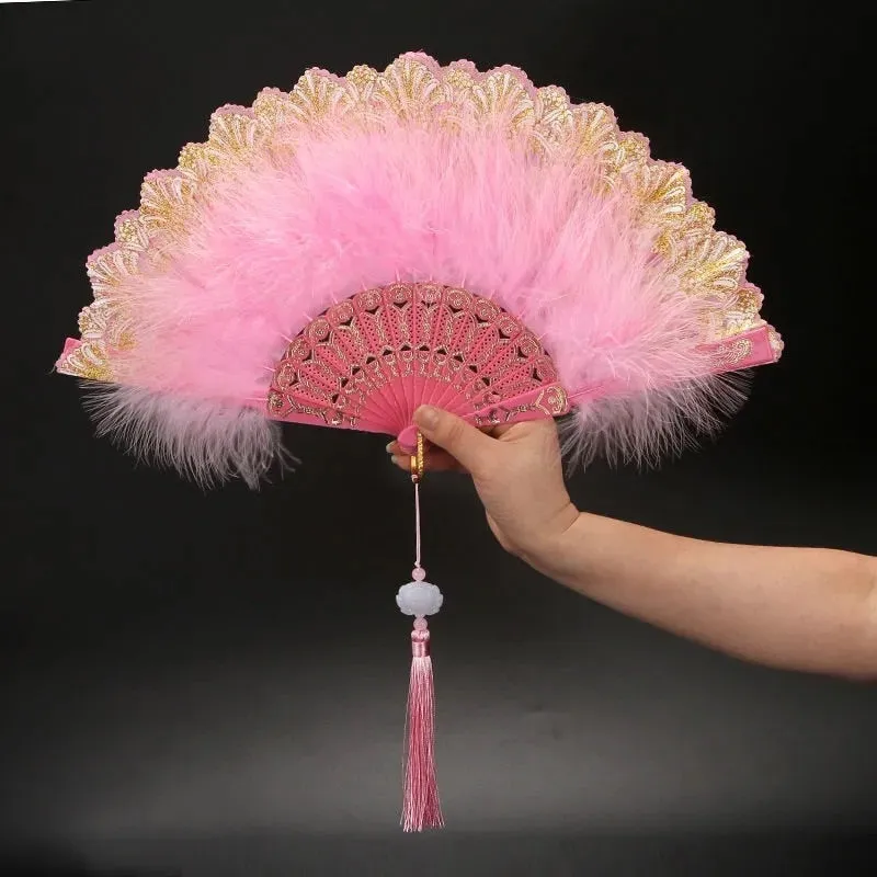 Japanese Folding Feather Hand Fan