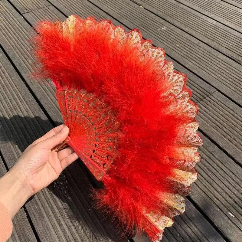 Japanese Folding Feather Hand Fan