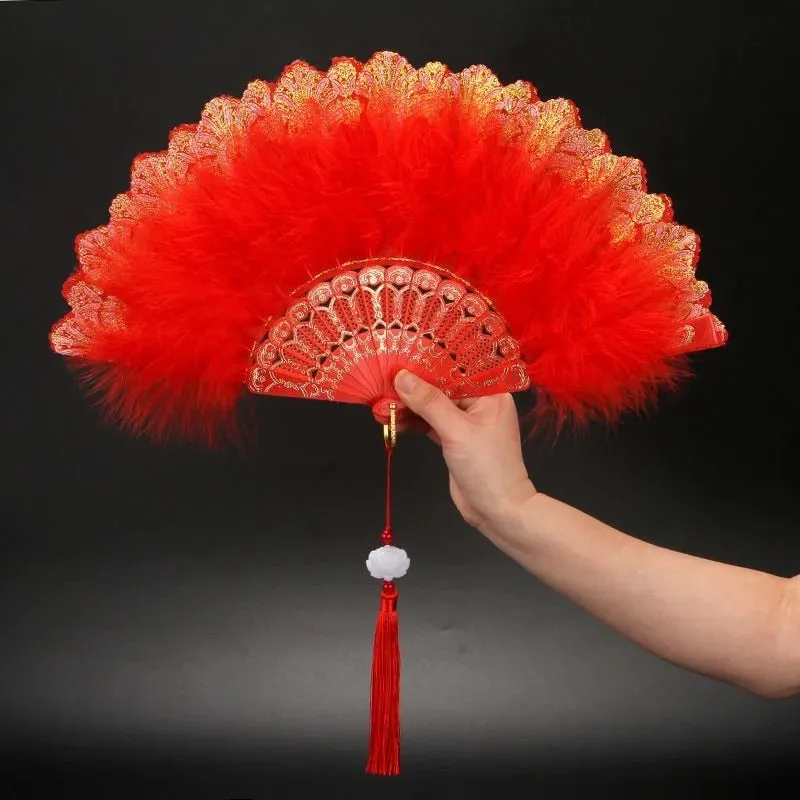 Japanese Folding Feather Hand Fan