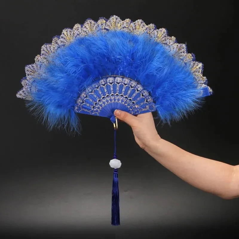 Japanese Folding Feather Hand Fan