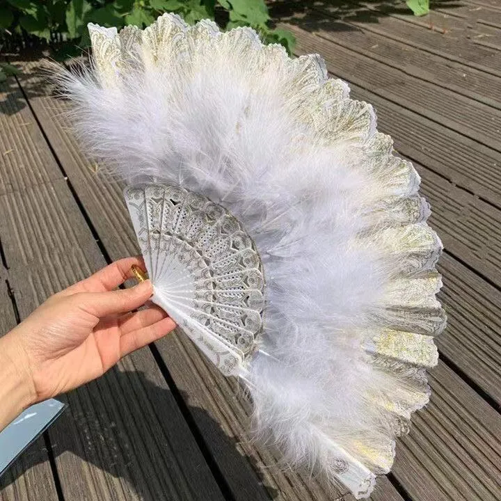 Japanese Folding Feather Hand Fan