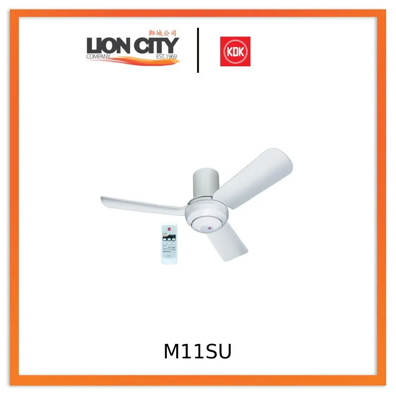 KDK M11SU Silver/White 110cm Ceiling Fan w/Remote Control