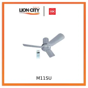 KDK M11SU Silver/White 110cm Ceiling Fan w/Remote Control