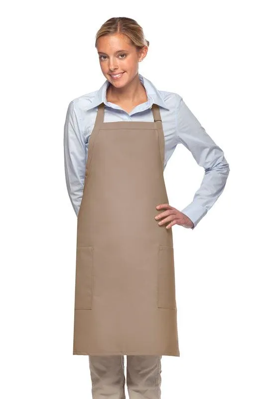 Khaki Deluxe Bib Adjustable Apron (2 Pockets)