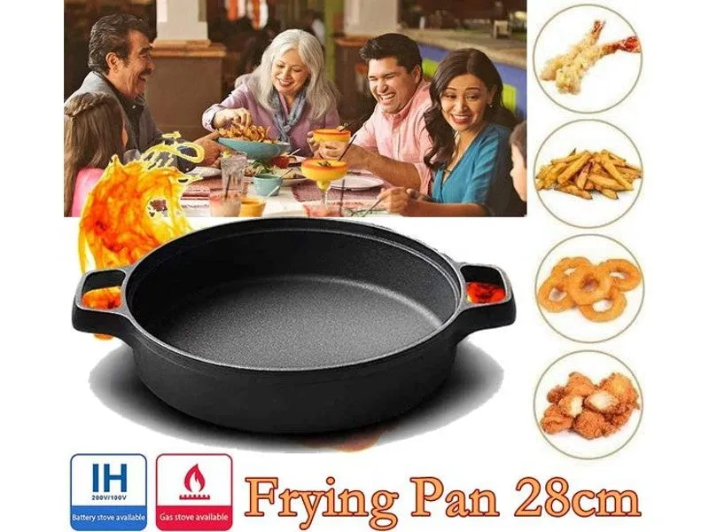 Kitchen Frying Pan, Cast Iron Binaural Frying Pan