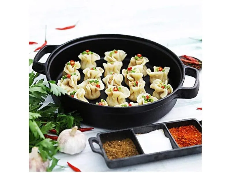 Kitchen Frying Pan, Cast Iron Binaural Frying Pan