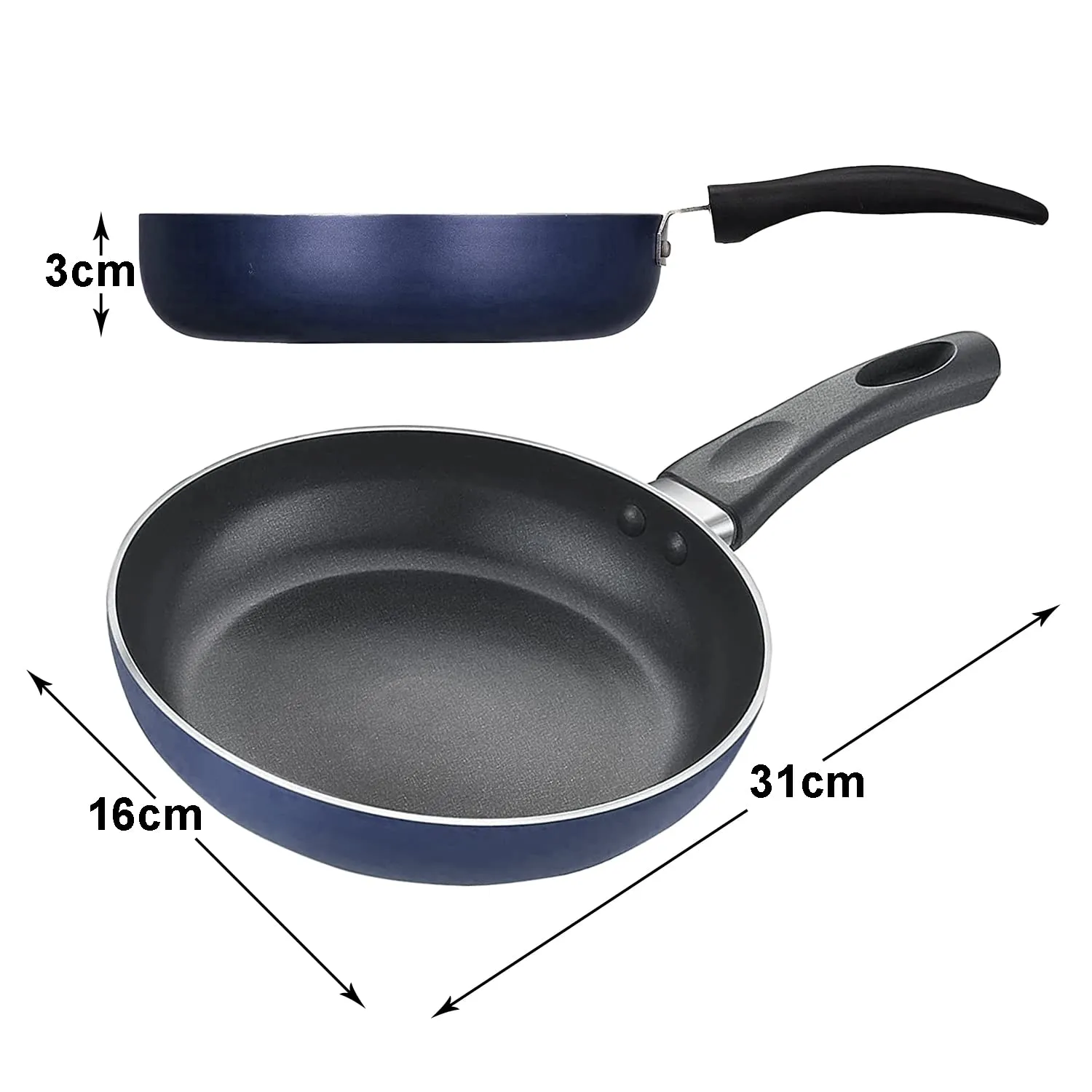 Kuber Industries Nonstick Pan|Aluminium Frying Pan|Nonstick Tawa|Egg Pan|Granite Coating Omelet Pan for Kitchen (Blue)