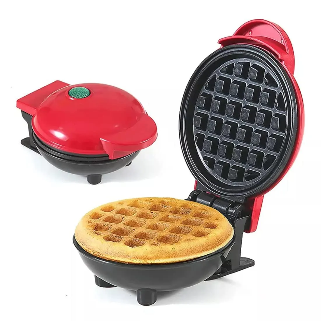 kunya Mini Waffle Maker 4 Inch- 350 Watts: Stainless Steel Non-Stick Electric Iron Machine for Individual Belgian Waffles, Pan Cakes, Paninis Other Snacks