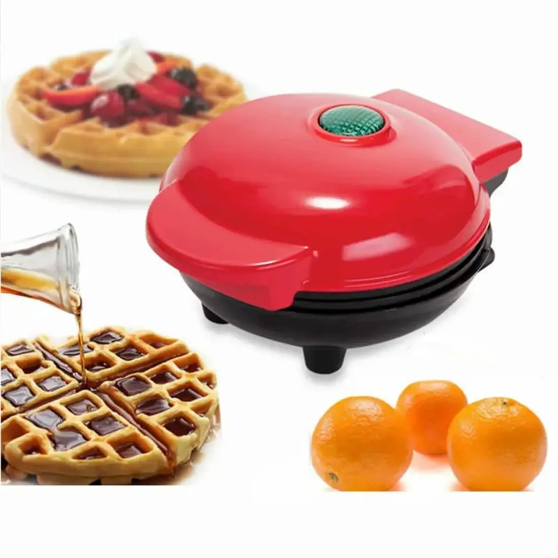 kunya Mini Waffle Maker 4 Inch- 350 Watts: Stainless Steel Non-Stick Electric Iron Machine for Individual Belgian Waffles, Pan Cakes, Paninis Other Snacks