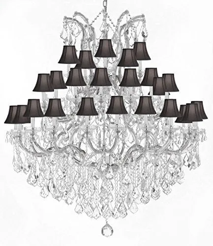 Large Foyer / Entryway Maria Theresa Empress Crystal (Tm) Chandelier Lighting W/Black Shade H 60" W 52" - Gb104-Silver/Blackshade/B12/2756/36 1