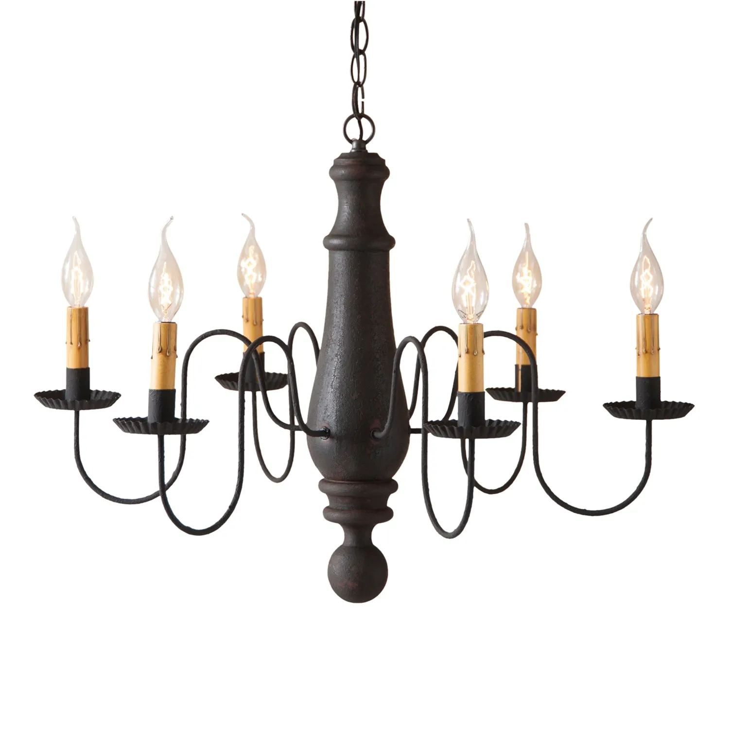 Large Norfolk Wood Chandelier in Hartford Black over Red