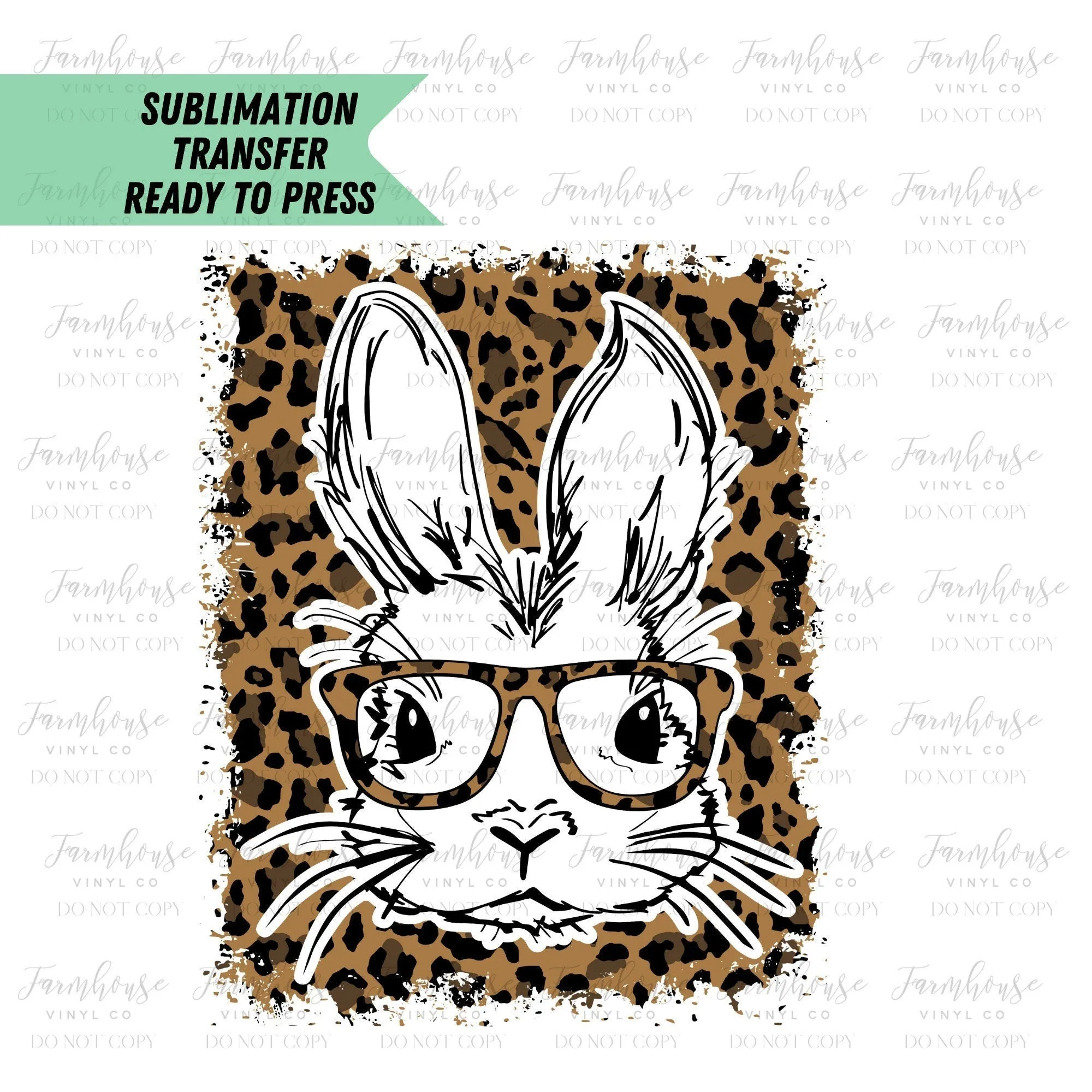 Leopard Easter Bunny Glasses, Ready To Press, Sublimation Transfers, DIY Sublimation Tee, Transfer Ready To Press, Heat Transfer Design