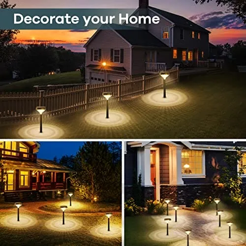 Linkind Solar Pathway Lights 8 Pack, Solar Lights Outdoor for Christmas Decorations, Warm White Solar Path Lights Waterproof, Solar Christmas Lights for Walkway Yard Landscape Garden