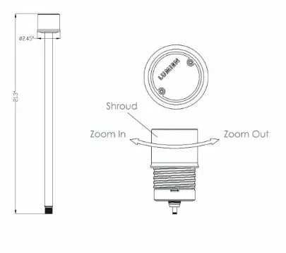 Lumien Brass Path Light Module with 18" Riser, 8W, 2700K, Adjustable Beam Spread, Antique Finish - w/  LAP-002