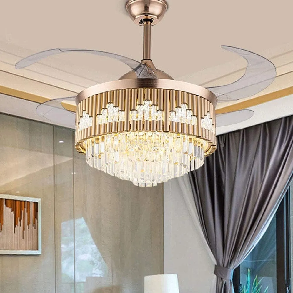 Luxuriosa Crystal Chandelier Ceiling Fan with Remote Control