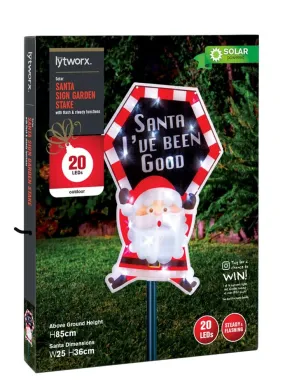 Lytworx Solar Santa Sign Garden Stake - 20 LEDs