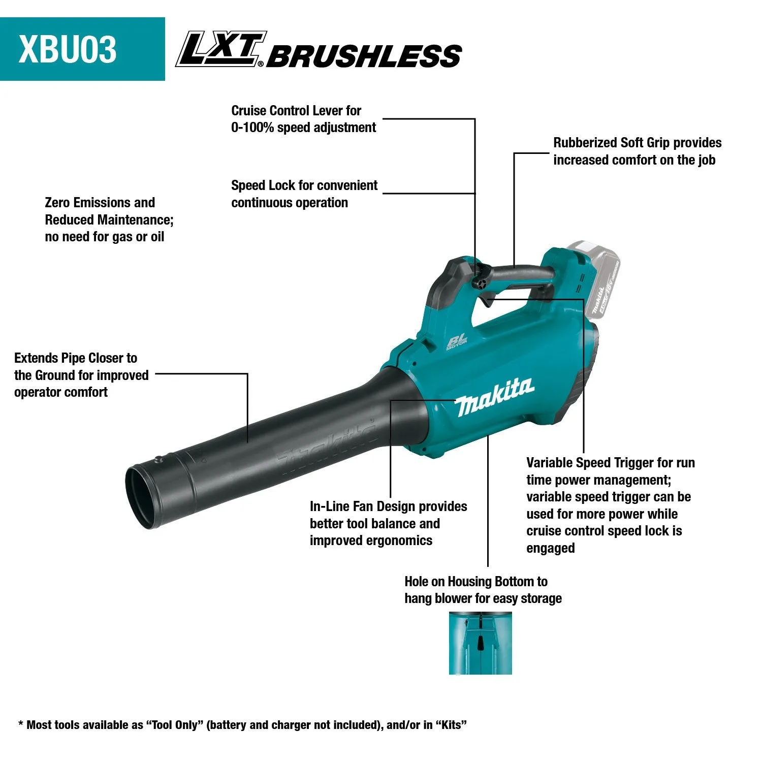 Makita (XBU03SM1-R) 18V LXT® Brushless Blower Kit (4.0Ah) (Factory Reconditioned)