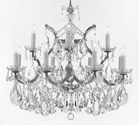 Maria Theresa Chandelier Crystal Lighting Chandeliers Lights Fixture Pendant Ceiling Lamp for Dining room, Entryway , Living room with Large, Luxe, Diamond Cut Crystals! H22" X W28" - A83-CS/B89/21532/12 1DC