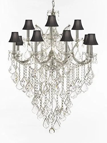 Maria Theresa Chandelier Lighting Crystal Chandeliers With Black Shade H40 "X W28" Chrome Finish - J10-Sc/Blkshd/B12/Chrome/26049/12 1