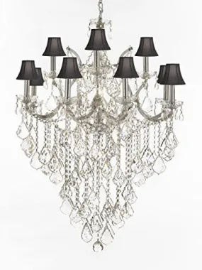 Maria Theresa Chandelier Lighting Crystal Chandeliers With Black Shade H40 "X W28" Chrome Finish - J10-Sc/Blkshd/B12/Chrome/26049/12 1