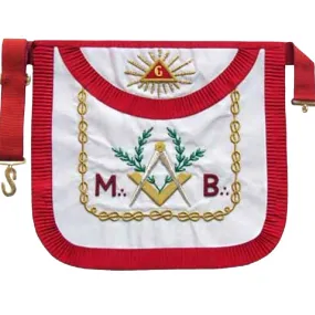 Masonic Scottish Rite AASR "M B" Round Hand Embroidered Apron