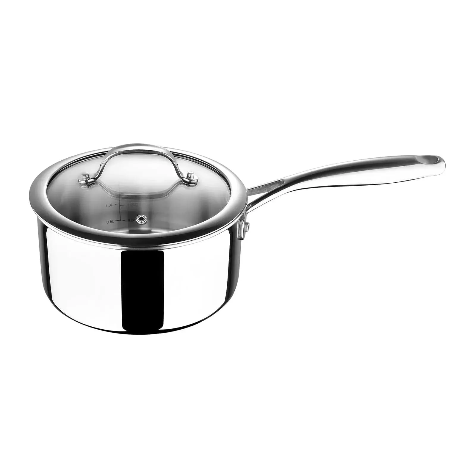 MasterPro Saucepan With Glass Lid Tri-Ply Stainless Steel 18cm