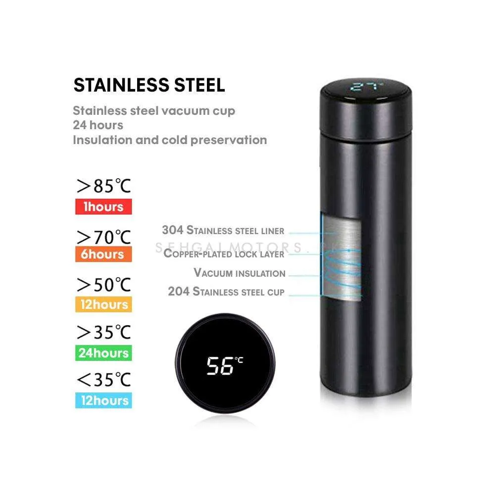 MG Logo Vacuum Flask LED Temperature Display Multi Color