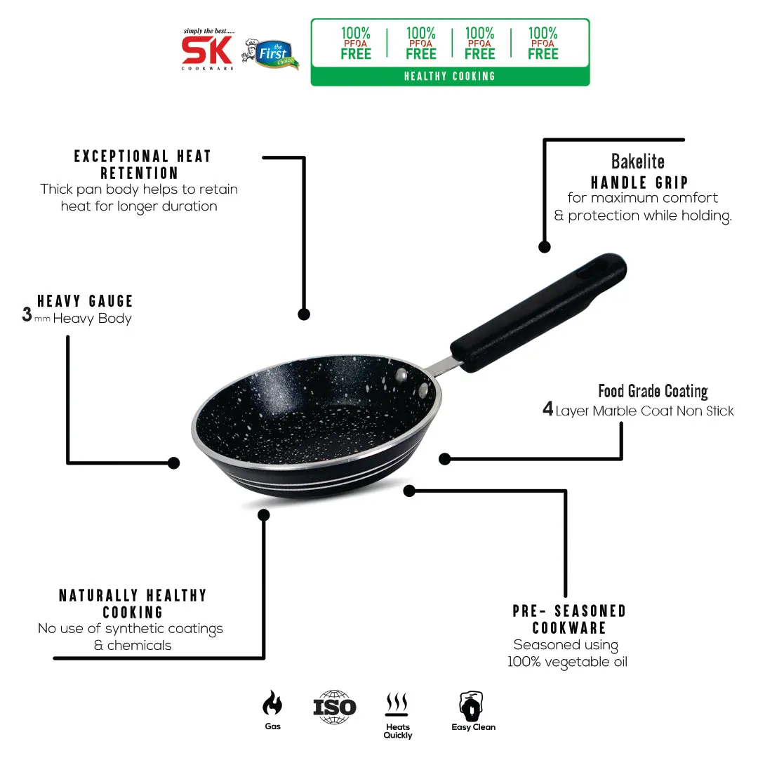 Mini Non Stick Marble Coated Black One Egg Frying Pan