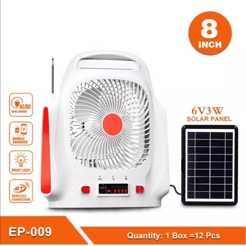 Mini Solar Battery-Powered Table Fan With Light Q-F107