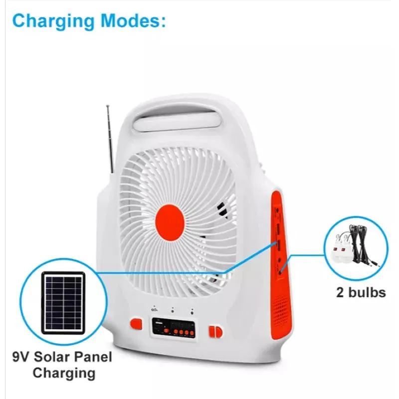 Mini Solar Battery-Powered Table Fan With Light Q-F107