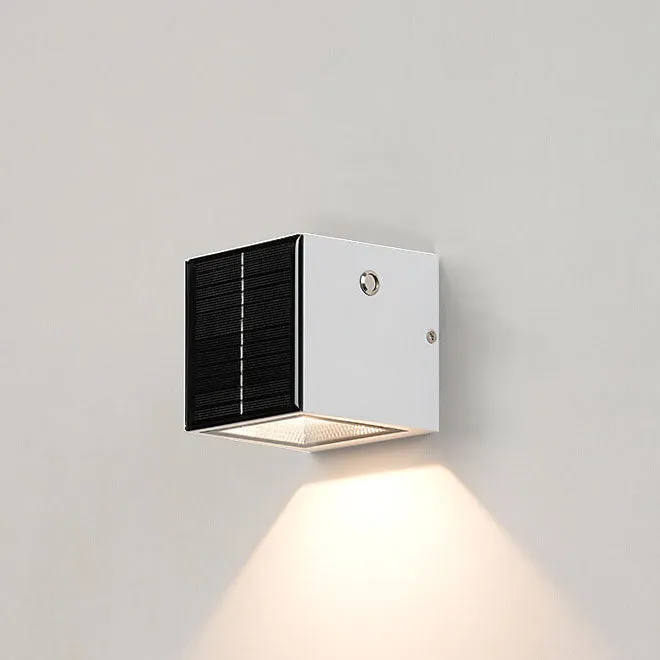 Modern Solar Black Rectangular Die-Cast Aluminum Solar LED Outdoor Wall Light