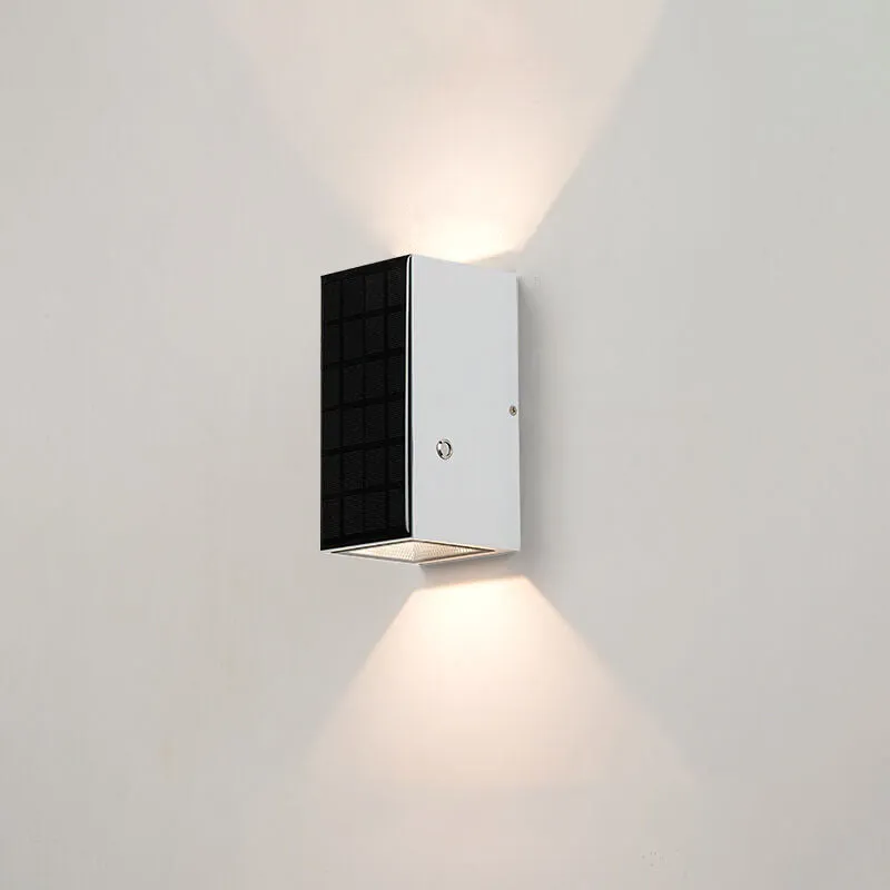 Modern Solar Black Rectangular Die-Cast Aluminum Solar LED Outdoor Wall Light