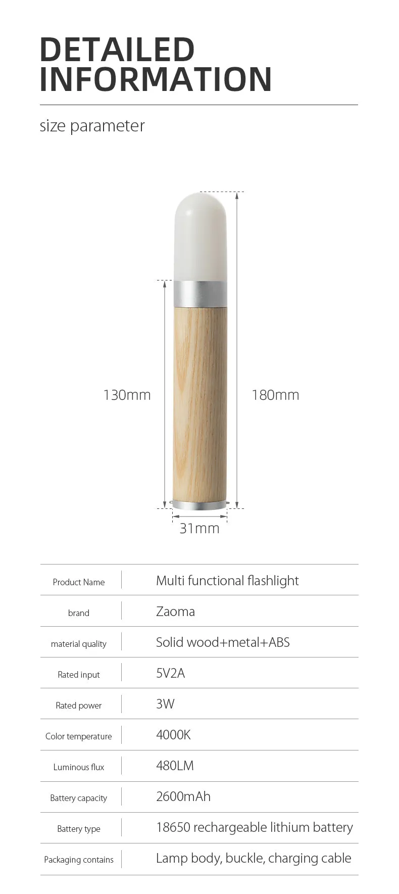 Multifunctional Rechargable LED Flash Light