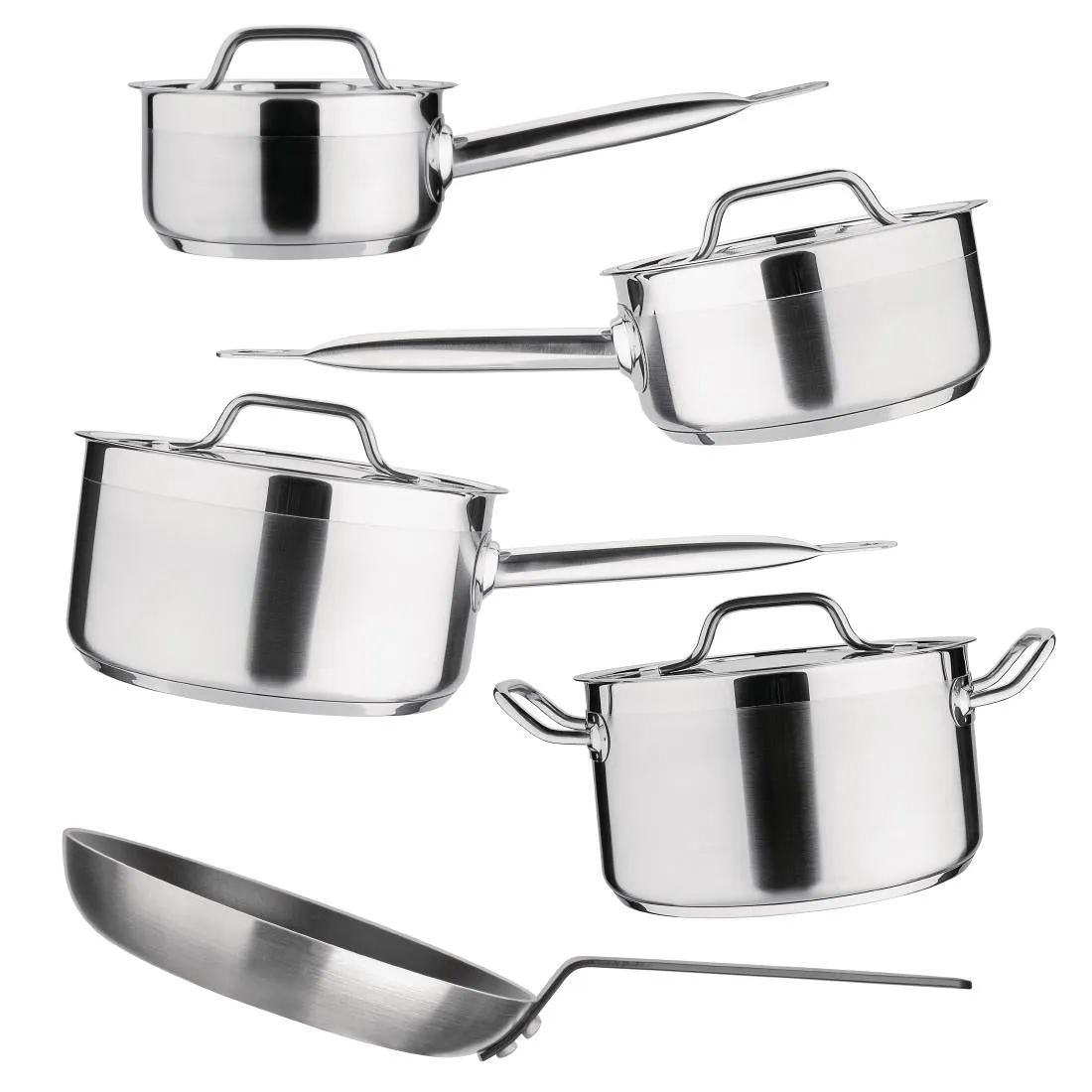 Nisbets Essentials Cook Like A Pro Stainless Steel & Aluminium 5-Piece Cookware Set - SA690