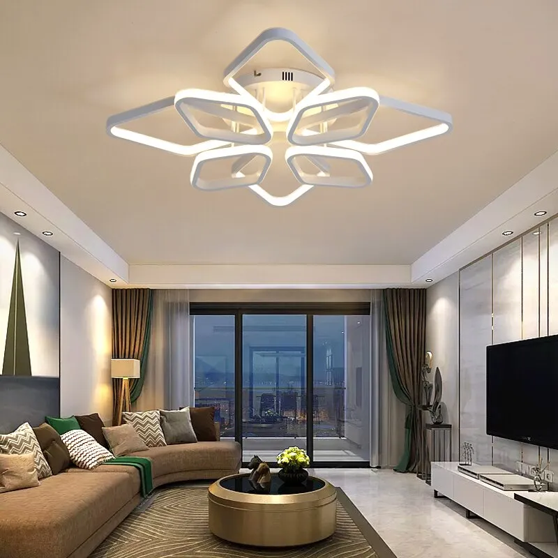 Nordic Creative Living Room Decor Led Chandeliers Modern Minimalist Romantic Bedroom Geometric Aluminum Ceiling Lighting Light