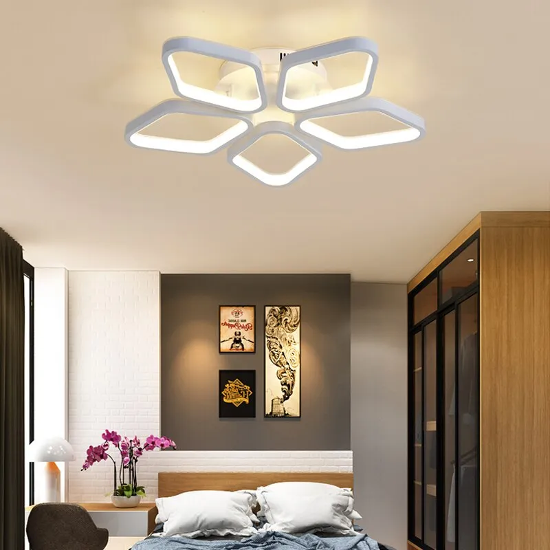 Nordic Creative Living Room Decor Led Chandeliers Modern Minimalist Romantic Bedroom Geometric Aluminum Ceiling Lighting Light