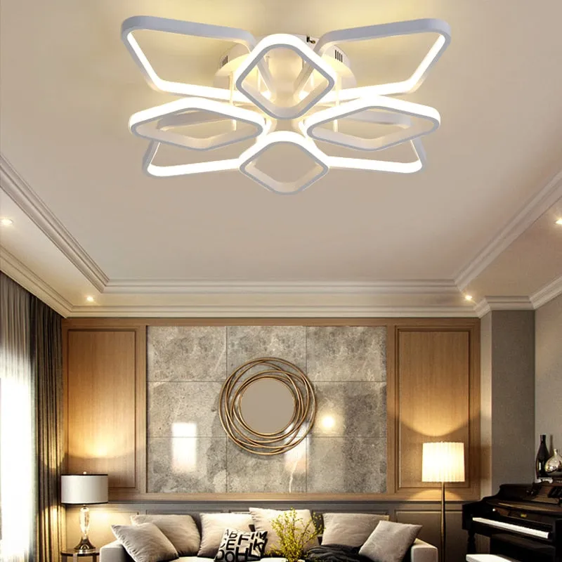 Nordic Creative Living Room Decor Led Chandeliers Modern Minimalist Romantic Bedroom Geometric Aluminum Ceiling Lighting Light