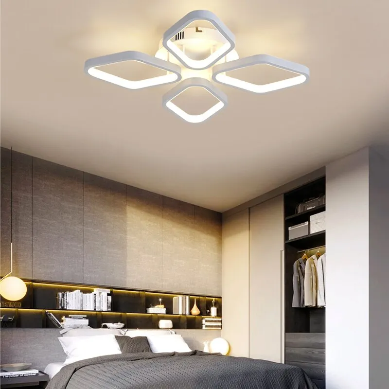 Nordic Creative Living Room Decor Led Chandeliers Modern Minimalist Romantic Bedroom Geometric Aluminum Ceiling Lighting Light