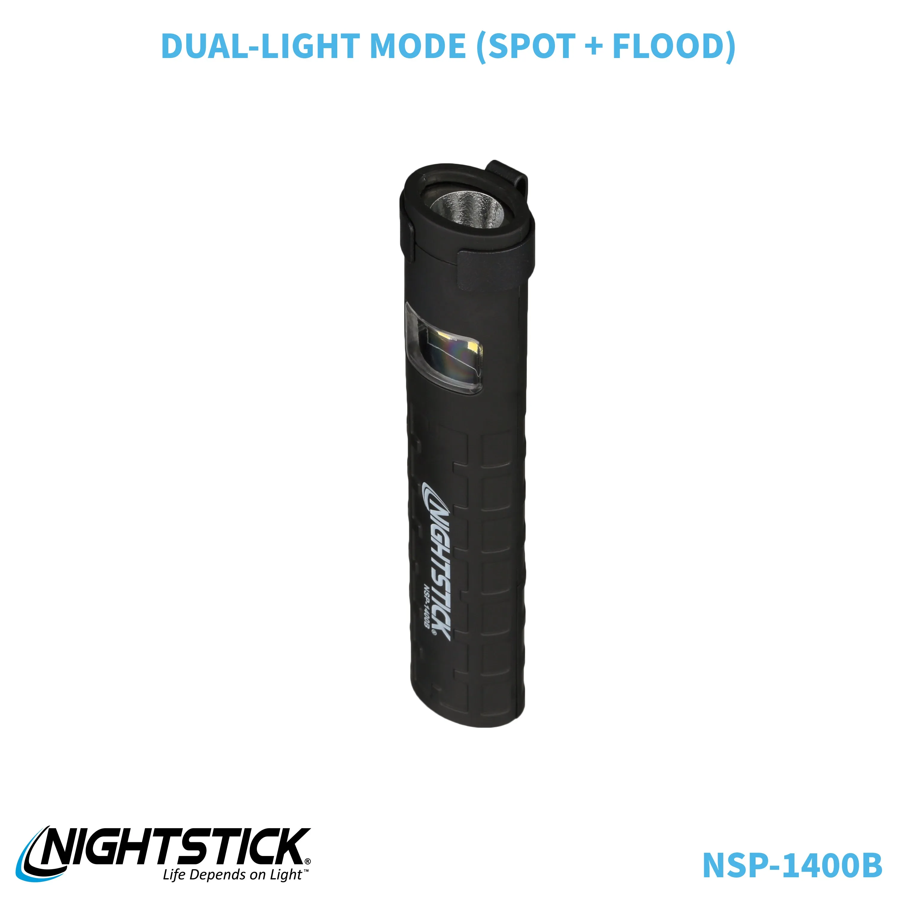 NSP-1400B: Dual-Switch Dual-Light Flashlight - 2 AAA