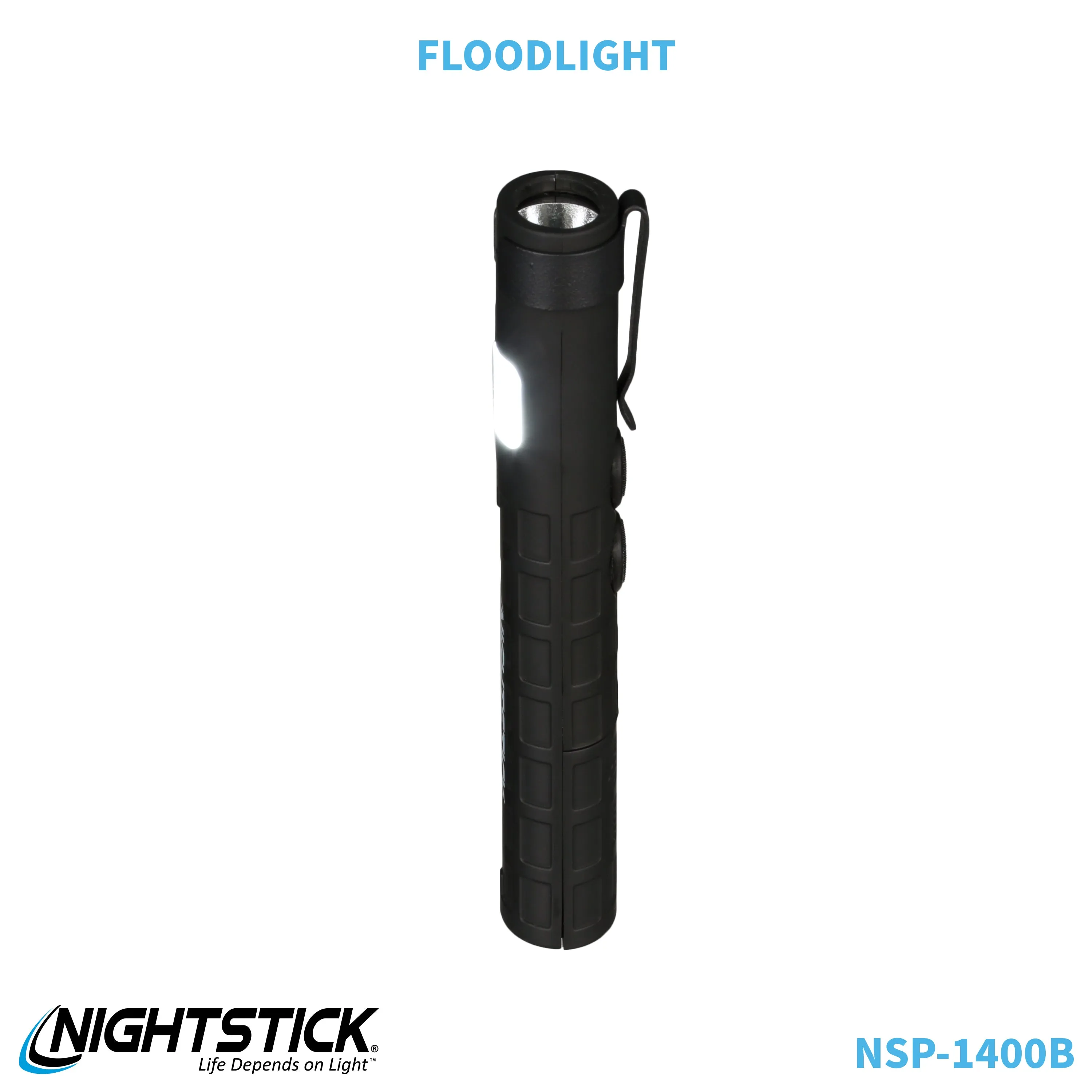 NSP-1400B: Dual-Switch Dual-Light Flashlight - 2 AAA